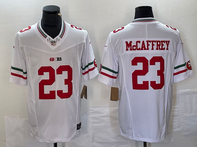 Men San Francisco 49ers #23 Mccaffrey White 2023 Nike Vapor Limited NFL Jersey style 4